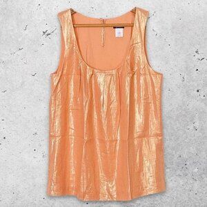 J.Crew Tank Top Sleeveless Cotton Fabric Metallic Sheen Shiny‎ Orange Women's 6